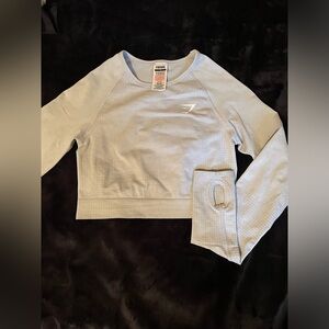 Gymshark Light Gray Long sleeve Crop Top Size Small